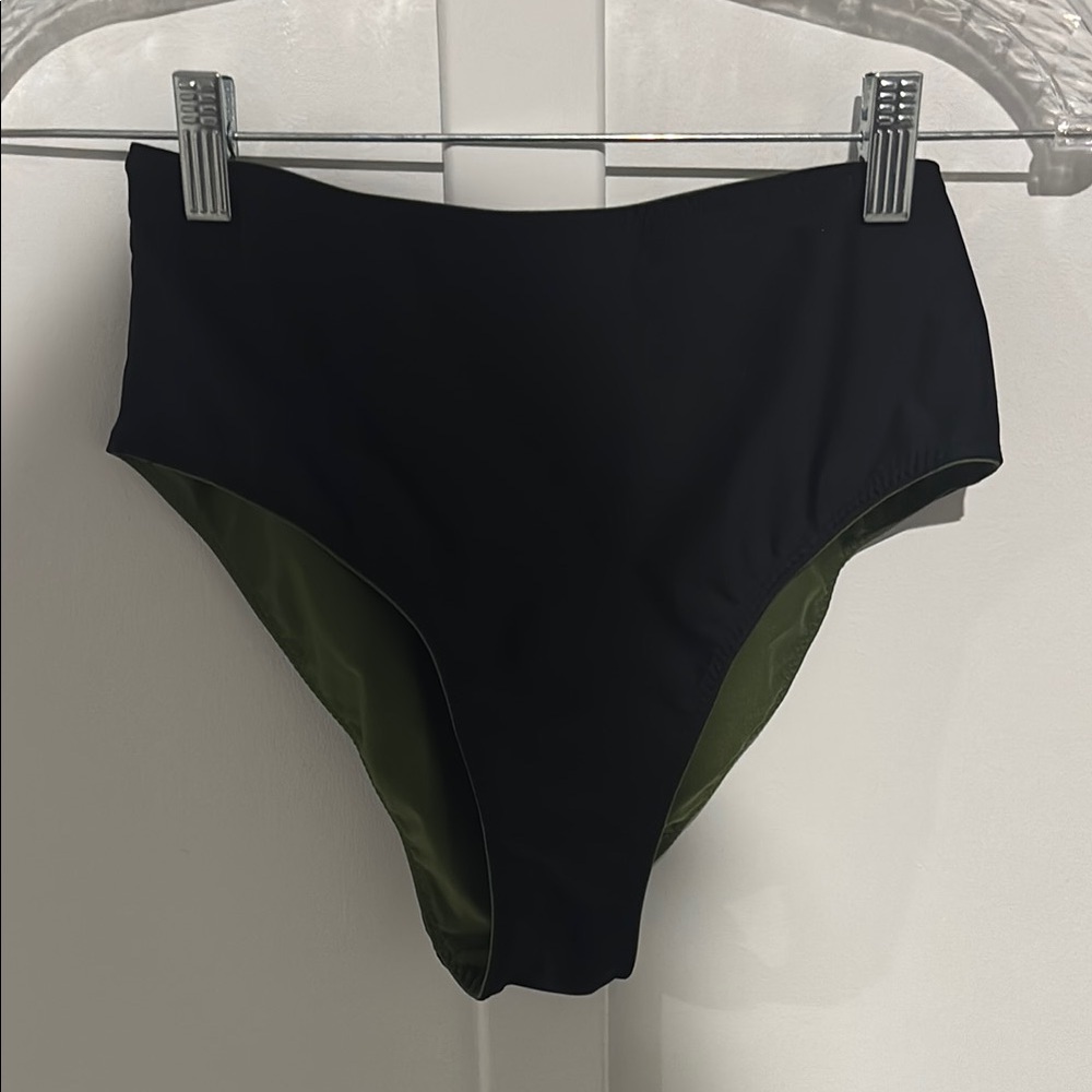 Black and Green High-Waisted Bikini Bottoms